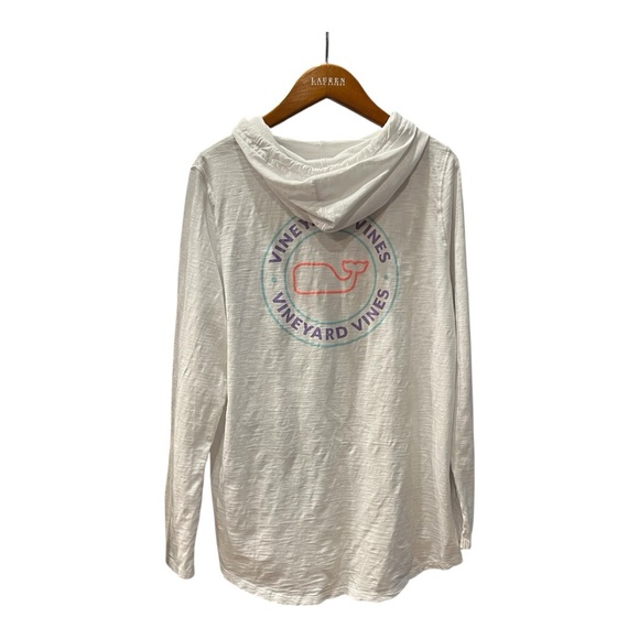 Vineyard Vines Women’s White Hooded Long Sleeve Logo Tee Size L - Picture 2 of 7